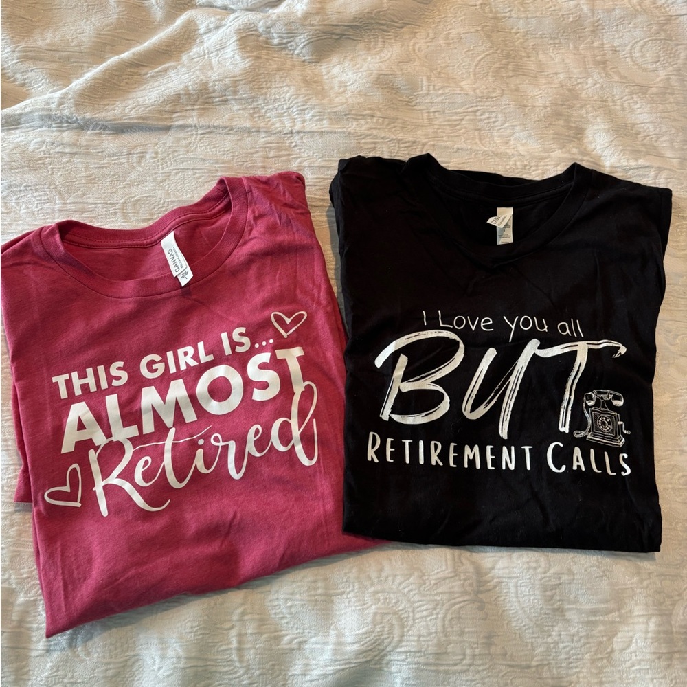 Bella Canvas Pink and Black Retirement Short Sleeve Tees